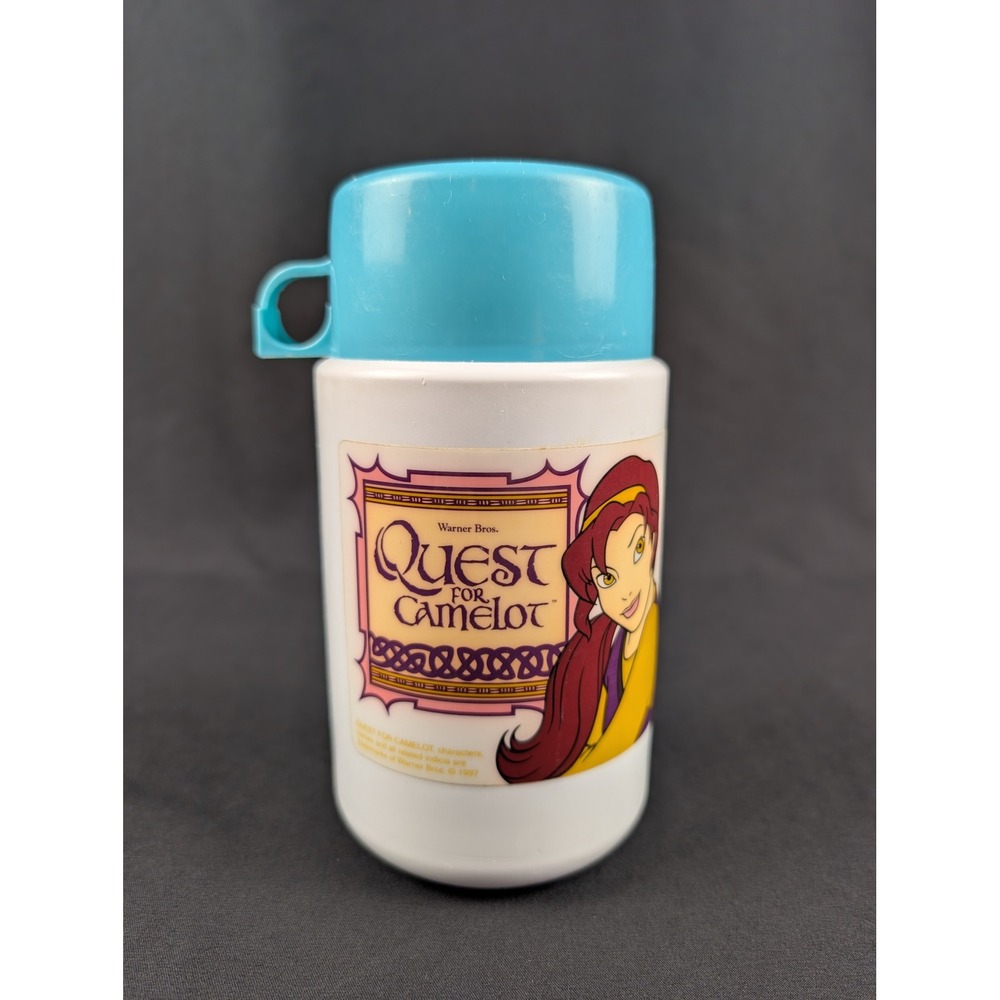 Vintage Thermos Quest for Camelot Insulated Lunch Jar Blue White Warner Bros 90s